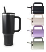 Vaso Térmico Acero Con Sorbete Y Manija Otten 1 Lt Negro Lisa - Imagen 4