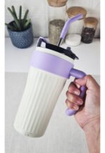 Vaso Térmico Acero C/ Manija Y Sorbete Otten 860 Ml Blanco/lila - Imagen 7