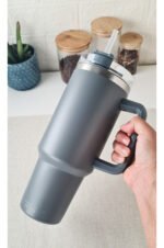 Vaso Térmico Acero C/ Manija Y Sorbete Otten 1 Lt Gris Lisa - Imagen 10