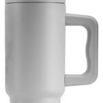 Vaso Térmico Acero C/ Manija Y Sorbete Otten 700 Ml Blanco Lisa