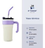 Vaso Térmico Acero C/ Manija Y Sorbete Otten 860 Ml Blanco/lila - Imagen 10