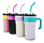Vaso Térmico Acero C/ Manija Y Sorbete Otten 860 Ml Negro/rosa - Imagen 6