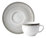 Taza De Té Porcelana Schmidt Esfera Color Gris Con Plato 200 Ml