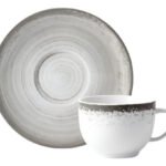 Taza De Té Porcelana Schmidt Esfera Color Gris Con Plato 200 Ml