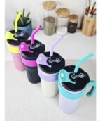 Vaso Térmico Acero C/ Manija Y Sorbete Otten 860 Ml Blanco/lila - Imagen 8