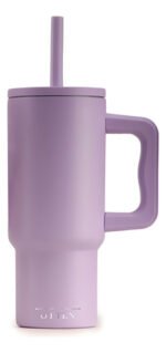 Vaso Térmico Acero C/ Manija Y Sorbete Otten 700 Ml Lila Lisa