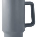 Vaso Térmico Acero C/ Manija Y Sorbete Otten 1 Lt Gris Lisa