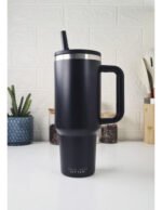 Vaso Térmico Acero Con Sorbete Y Manija Otten 1 Lt Negro Lisa - Imagen 8