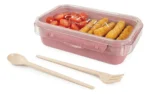 Lunchera Taper Para Vianda Comida Con Cubiertos Otten Rosa - Imagen 6