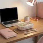 Lunchera Taper Para Vianda Comida Con Cubiertos Otten Beige - Imagen 3