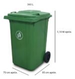 Tacho Contenedor Basura Reciclable Con Ruedas Otten 360 Lts Verde - Imagen 2