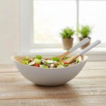 Bowl Ensaladera Irregular Bambu C/ Utensilios Carol 28x26 Cm Blanco - Imagen 2