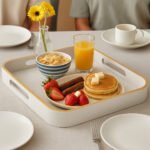 Bandeja Rectangular Desayuno P/servir Madera Blanca Carol Blanco - Imagen 5