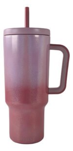 Vaso Térmico Acero Con Manija Y Sorbete Otten 1 Lt Rosa