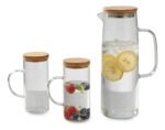 Set X 3 Jarras Vidrio Resistente Premium Tapa Bambu Otten Transparente - Imagen 2