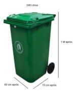 Tacho Contenedor Basura Reciclable Con Ruedas Otten 240 Lts Verde - Imagen 2