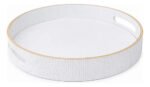 Bandeja Redonda De Desayuno Madera Carol 35 Cm Blanco