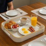 Bandeja Rectangular Desayuno P/servir Carol Madera Blanca Blanco - Imagen 4