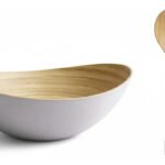 Bowl Ensaladera Irregular Bambu C/ Utensilios Carol 28x26 Cm Blanco