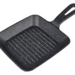 Plancha Rayada Fuente Hierro Fundido Con Mango Premium 13 Cm Negro