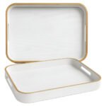 Bandeja Rectangular Desayuno P/servir Madera Blanca Carol Blanco