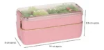 Lunchera Taper Doble Para Vianda Comida Con Cubiertos Otten Rosa - Imagen 4