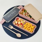 Lunchera Taper Doble Para Vianda Comida Con Cubiertos Otten Rosa - Imagen 5