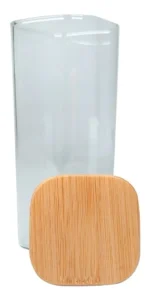 Frasco Tarro De Vidrio Con Tapa De Bambú 8 X 20 Cm  Transparente - Imagen 4
