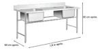 Mesada Con Bacha Doble Acero Inoxidable Industrial Otten - Imagen 4