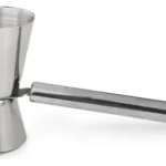 Medidor De Whisky Doble Acero Inoxidable Con Manija Plateado