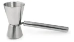 Medidor De Whisky Doble Acero Inoxidable Con Manija Plateado