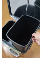 Tacho Contenedor Basura Doble Acero Con Pedal Otten 40 Lts Plateado - Imagen 9