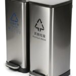 Tacho Contenedor Basura Doble Acero Con Pedal Otten 27 Lts Plateado