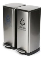 Tacho Contenedor Basura Doble Acero Con Pedal Otten 27 Lts Plateado