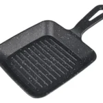 Plancha Rayada Fuente Hierro Fundido Con Mango Premium 16 Cm Negro