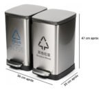 Tacho Contenedor Basura Doble Acero Con Pedal Otten 18 Lts Plateado - Imagen 2