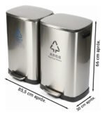 Tacho Contenedor Basura Doble Acero 100 Lts Reciclaje Otten Plateado - Imagen 2