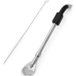 Bombilla Para Mate Acero Inoxidable 19 Cm Con Cepillo Otten Plateado