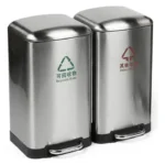 Tacho Contenedor Basura Doble Acero Con Pedal Otten 27 Lts Plateado