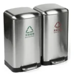 Tacho Contenedor Basura Doble Acero Con Pedal Otten 27 Lts Plateado