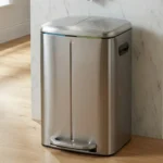 Tacho Contenedor Basura Doble Acero Con Pedal Otten 40 Lts Plateado