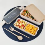Lunchera Taper Doble Para Vianda Comida Con Cubiertos Otten Beige