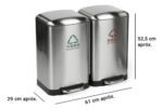 Tacho Contenedor Basura Doble Acero Con Pedal Otten 18 Lts Plateado - Imagen 2