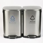 Tacho Contenedor Basura Doble Acero 100 Lts Reciclaje Otten Plateado