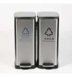 Tacho Contenedor Basura Doble Acero Con Pedal Otten 27 Lts Plateado - Imagen 4