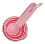 Juego Set Vaso Medidor Con Cucharas Plastico Repostería Rosa Pálido - Imagen 3