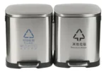 Tacho Contenedor Basura Doble Acero Con Pedal Otten Plateado - Imagen 3