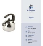 Pava Silbadora Acero Inoxidable Cafe Mate Te 1600 Ml Plateado - Imagen 2