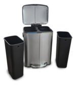 Tacho Contenedor Basura Doble Acero Con Pedal Otten 40 Lts Plateado - Imagen 4