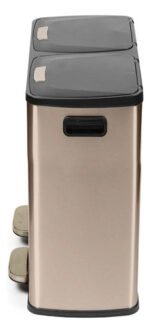 Tacho Contenedor Basura Doble Acero Con Pedal Otten 27 Lts Champagne - Imagen 6